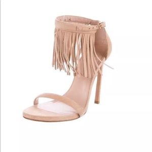 Stuart Weitzman Fringe Sandals Heels 7.5